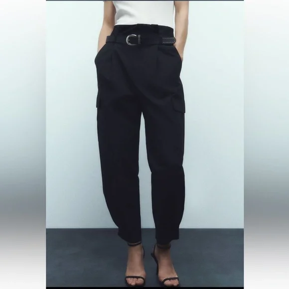 BELTED PAPERBAG PANTS - Picture 4 of 12